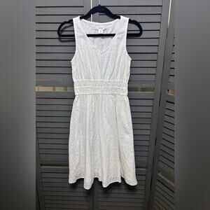 Nicole Miller White Eyelet Dress With Ruched Waist Size Small